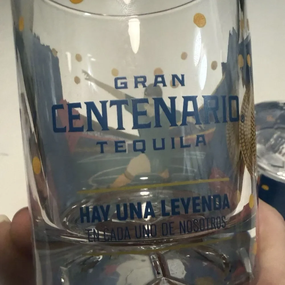Set Of 2 Gran Centenario Tequila Collectible Glasses Futball Soccer Mexico